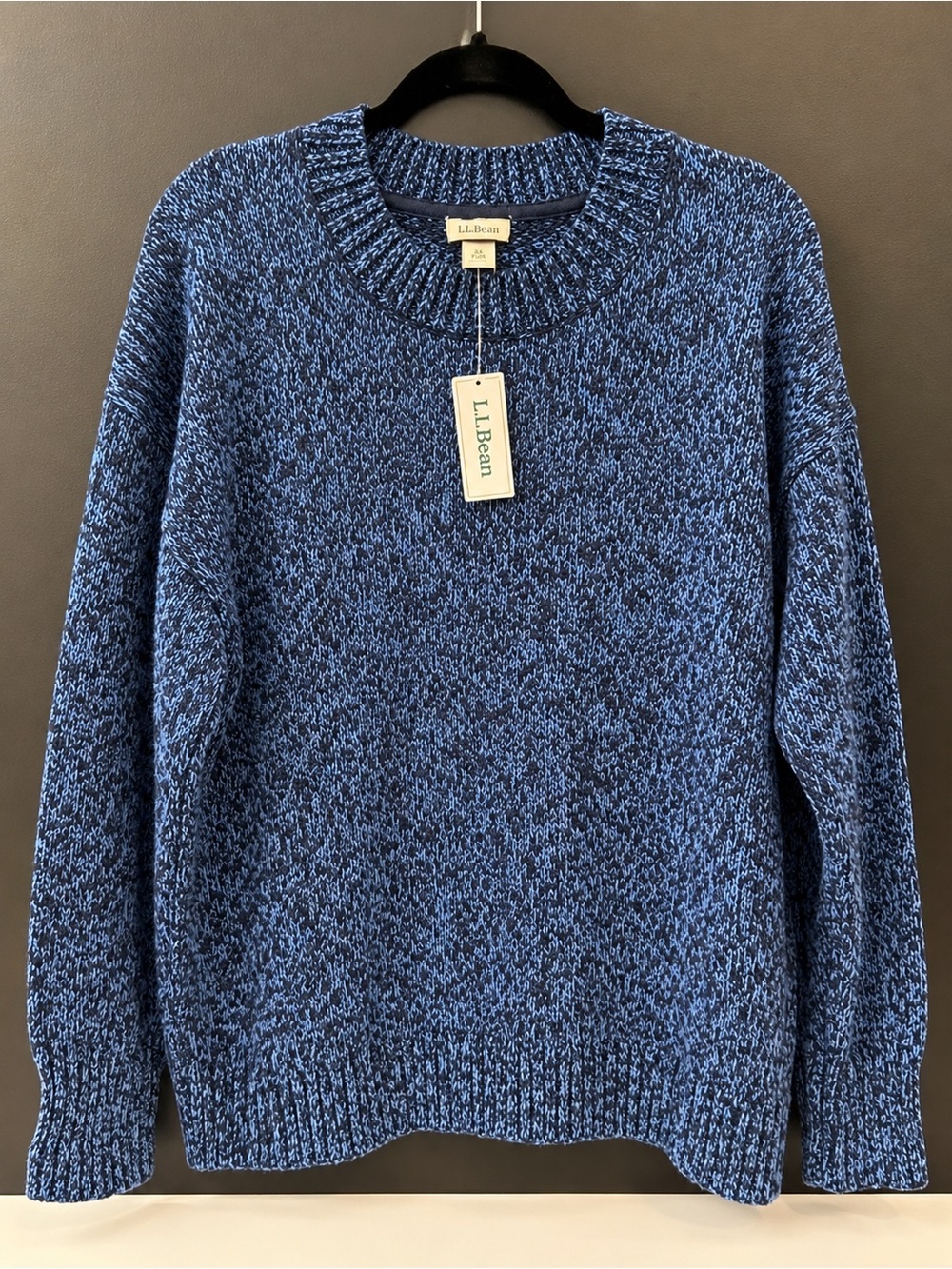 NWT L.L.Bean Women’s 2X Plus Cotton Ragg Crewneck Sweater Blue Marled